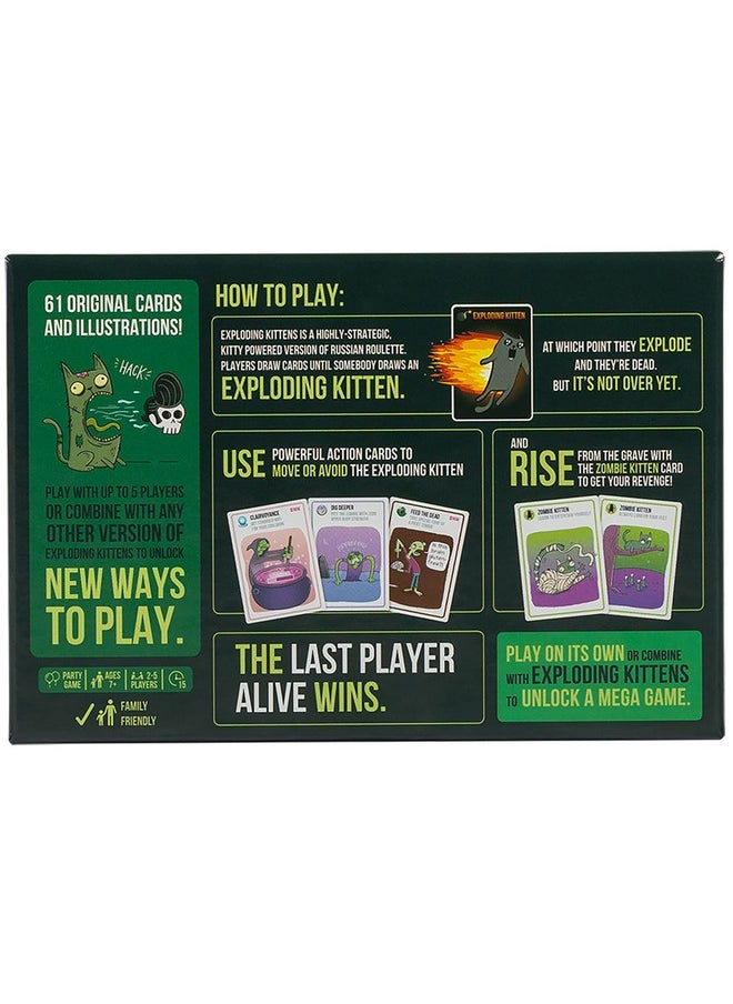 Exploding Kittens LLC Exploding Kittens Presents Zombie Kittens - Fun Family Card Games For Adults Teens & Kids For Night Entertainment, 2-5 Players - Ages 7 And Up - 61 Cards  - Image 5