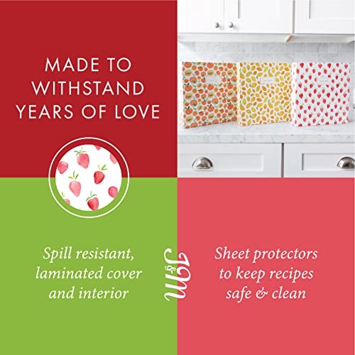 Jot  Mark Jot & Mark 8.5" x 11" 3 Ring Recipe Binder with Spill-Proof Clear Binder Sleeves Sheet Protector, 30 Dual-Sided Recipe Card Pages for Written & Printed Recipes, Tabbed Dividers, Strawberry Wilds - Image 4