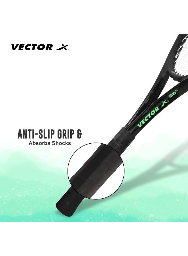 Vector X VXT-520 26 Inch Strung Tennis Racquet with Cover – Lightweight Adult Tennis Racket, High Precision & Comfort, Orange - Image 2