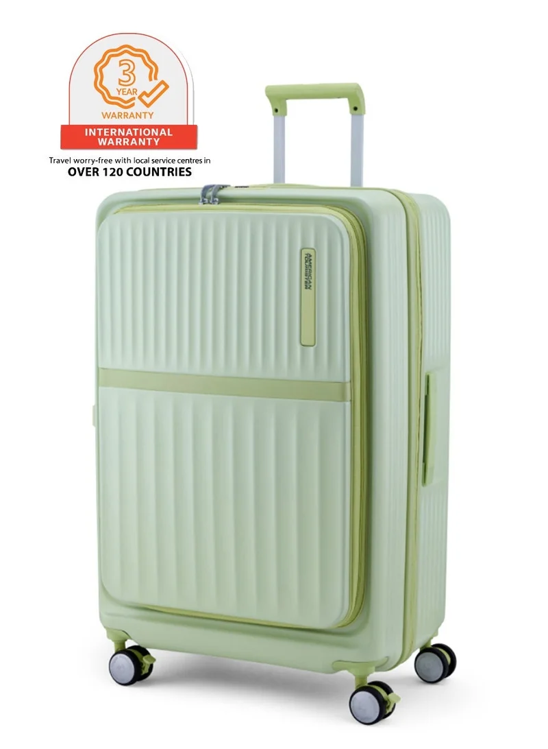 AMERICAN TOURISTER Trento + Suitcase, Check-In Size 76 cm / 28 inch, 4 Spinner Wheels, Hard Top, Polycarbonate, Matcha|Lightweight|2 In 1 Optimov™ Shock Absorbing Wheels|Book Opening|Expandable|TSA Lock|Waterproof Section - 3 Years International Warranty