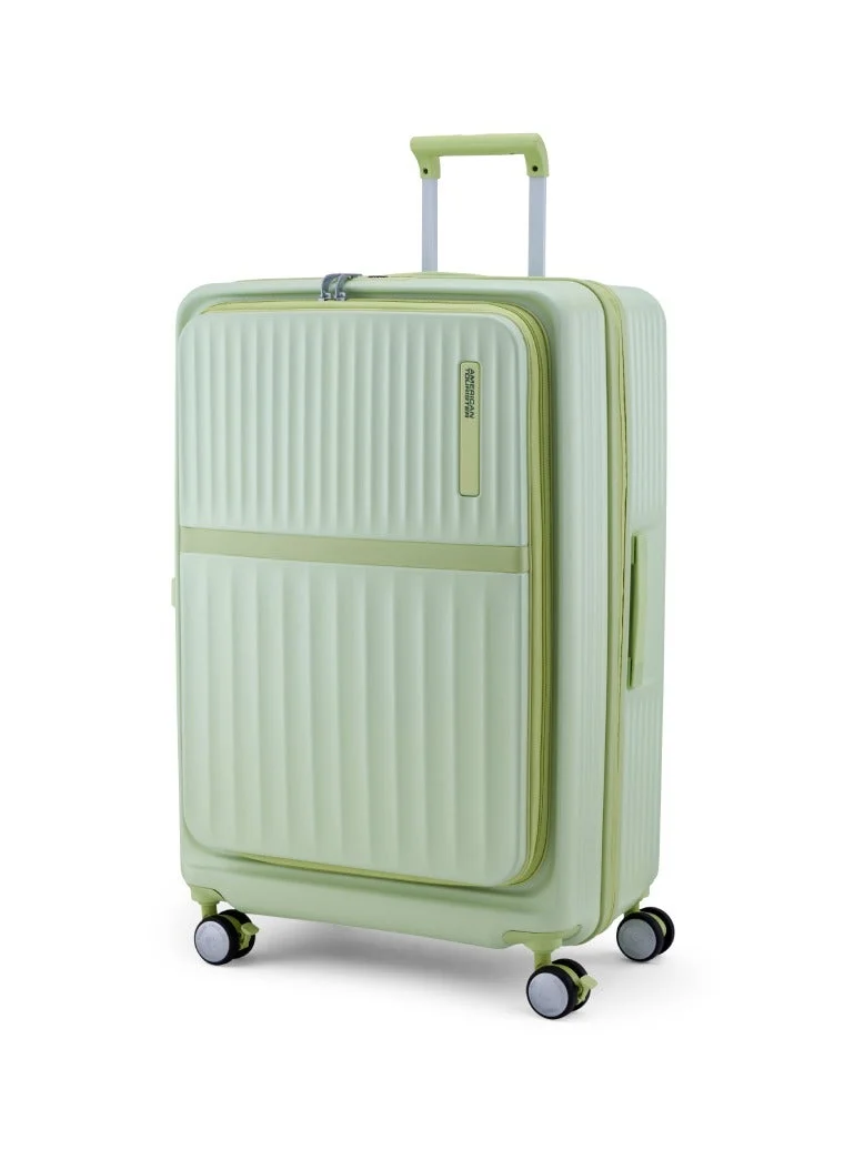 AMERICAN TOURISTER Trento + Suitcase, Check-In Size 76 cm / 28 inch, 4 Spinner Wheels, Hard Top, Polycarbonate, Matcha|Lightweight|2 In 1 Optimov™ Shock Absorbing Wheels|Book Opening|Expandable|TSA Lock|Waterproof Section - 3 Years International Warranty