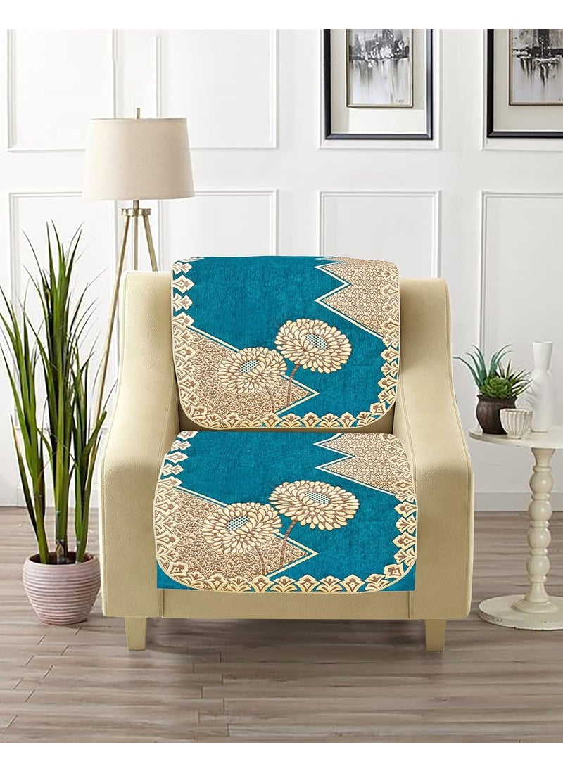 Dazzling DECOR Dazzling DECOR Velvet Sofa Cover Set of 5 Seater Premium Sofa Covers 3 Seater and 2 Seater Full Cover Set for Couch Seat Heavy Fabric Sofa Slip Protector with Back Covers 102_Aqua  - Image 5