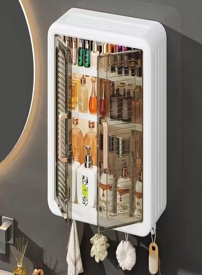 DHRUNA Self-Adhesive No-Drill Bathroom Shelf & Storage Cabinet with Magic Stickers, Organiser for Bathroom, Essentials, Makeup, Skincare, Wall-Mounted Multi-Purpose Storage Cabinet - Image 1
