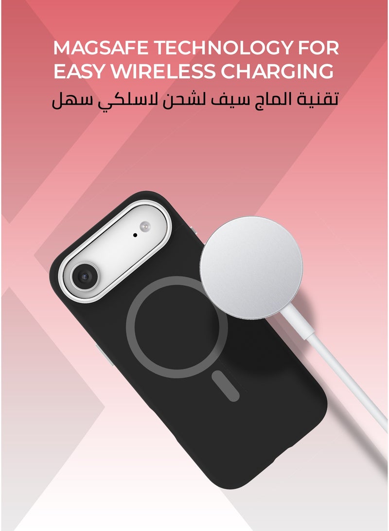 زوندا كفر بيور ايفون 17 اير ماج سيف لون اسود - بطانة داخلية من المايكروفايبر لحماية من الخدوش،إطار كاميرا معدني مرتفع لحماية العدسة، مصنوع من السيليكون السائل مع طبقة مقاومة  للبصمات، متوافق مع ملحقات MagSafe - Image 5