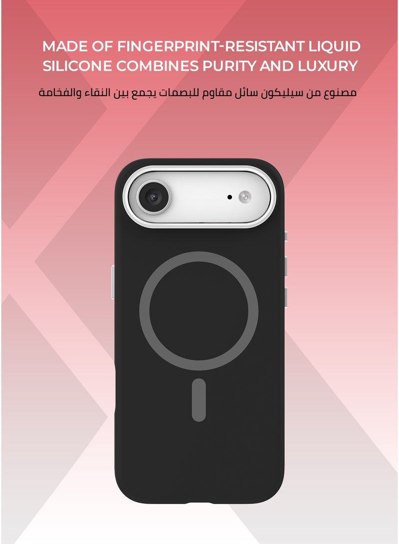 زوندا كفر بيور ايفون 17 اير ماج سيف لون اسود - بطانة داخلية من المايكروفايبر لحماية من الخدوش،إطار كاميرا معدني مرتفع لحماية العدسة، مصنوع من السيليكون السائل مع طبقة مقاومة  للبصمات، متوافق مع ملحقات MagSafe - Image 2