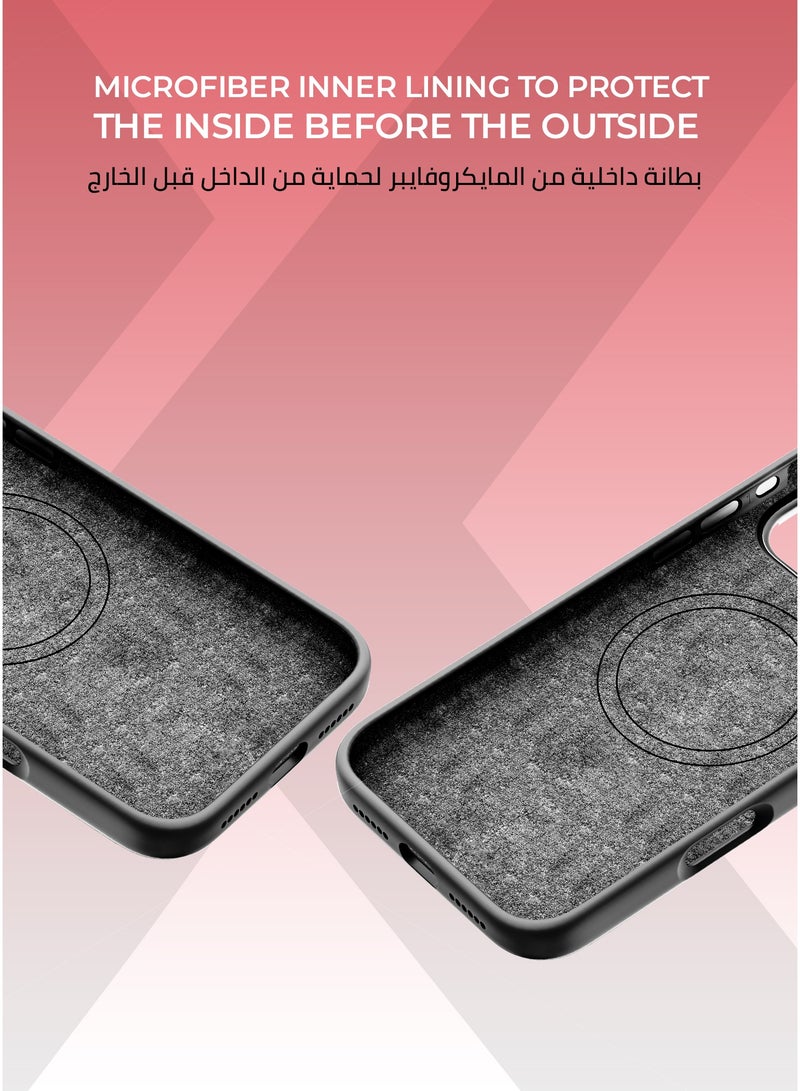 زوندا كفر بيور ايفون 17 اير ماج سيف لون اسود - بطانة داخلية من المايكروفايبر لحماية من الخدوش،إطار كاميرا معدني مرتفع لحماية العدسة، مصنوع من السيليكون السائل مع طبقة مقاومة  للبصمات، متوافق مع ملحقات MagSafe - Image 3