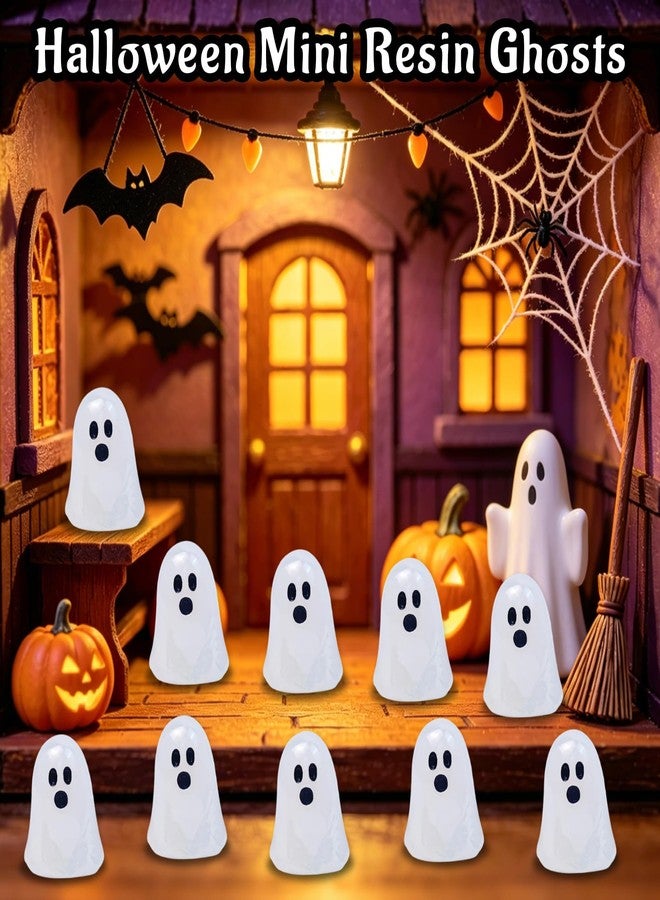 Feivando 60 Pcs Halloween Luminous Mini Ghost Figures Glow in the Dark Tiny Little Resin White Ghost Statues Miniature Figurines for Halloween Party Favors Micro Landscape Dollhouse Decoration - Image 5