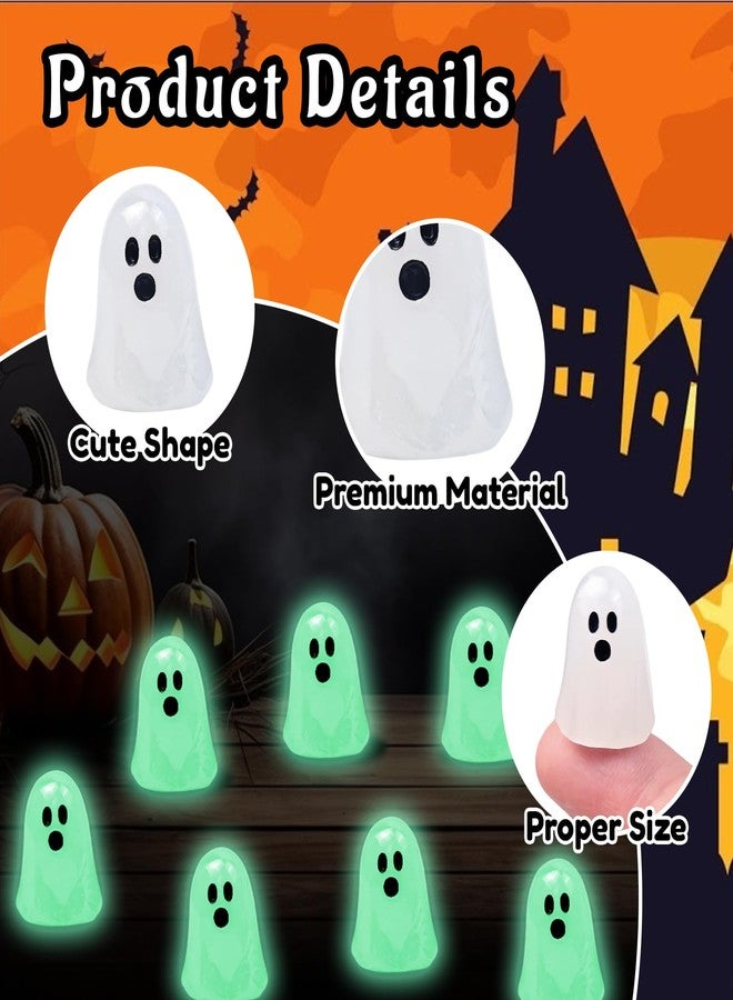 Feivando 60 Pcs Halloween Luminous Mini Ghost Figures Glow in the Dark Tiny Little Resin White Ghost Statues Miniature Figurines for Halloween Party Favors Micro Landscape Dollhouse Decoration - Image 4