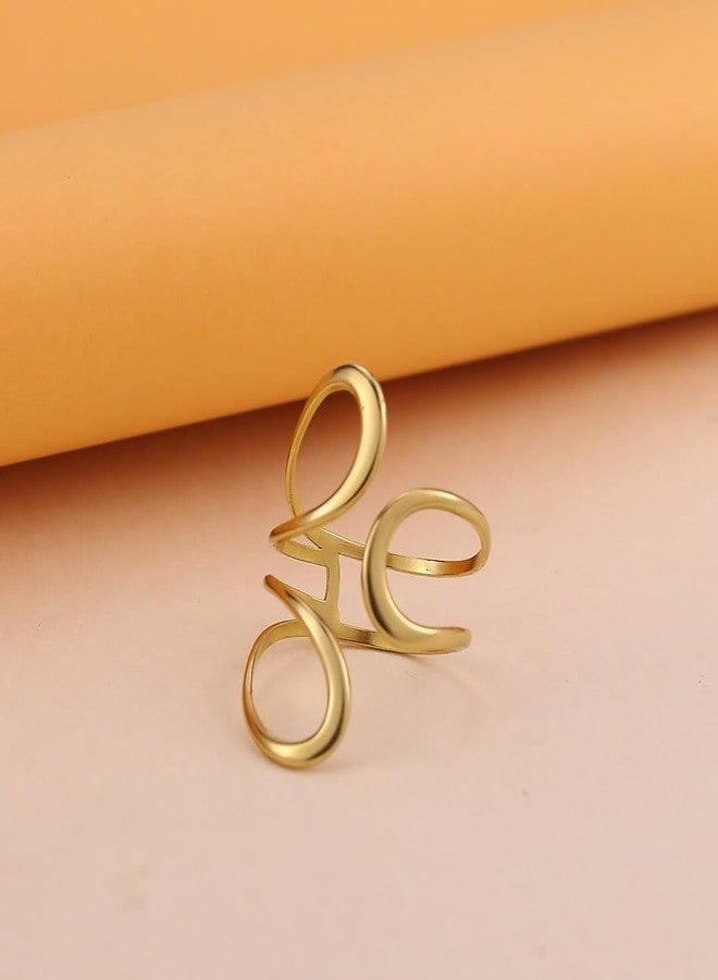 CSIYANJRY99 Gold Rings for Women Non Tarnish Adjustable Thumb Ring for Women Finger Ring Chunky Gold Silver Rings Anillos Para Mujer Stainless Steel New Year Anniversary Birthday Jewelry, Stainless - Image 3