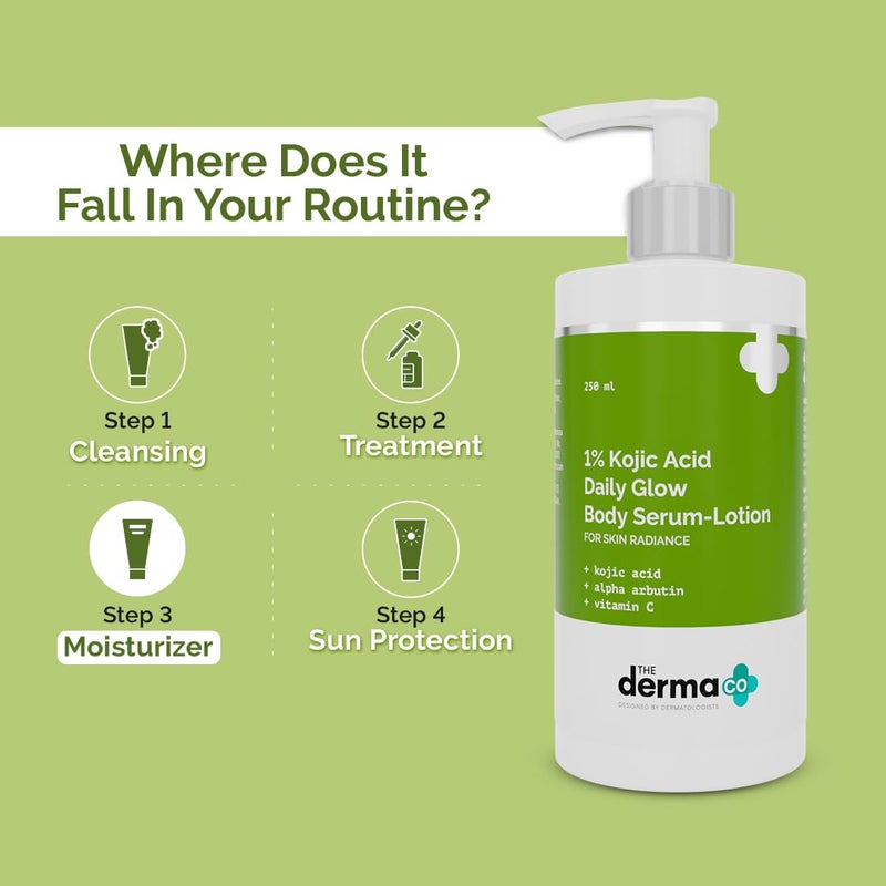 THE derma Co The Derma Co 1 Kojic Acid Daily Glow Body Serum Lotion  For Skin Radiance  Reduces Dark Spots Pigmentation  Blemishes  250 ml  - Image 5