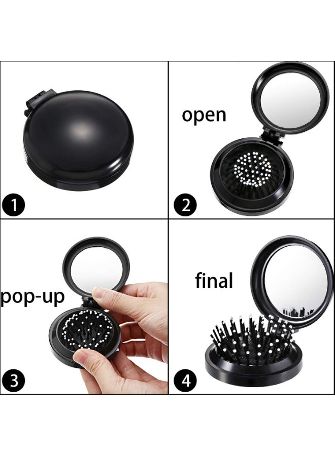 FUKE 2 Pack Foldable Travel Mirror Hair Brushes Round Portable Folding Pocket Hair Brush Mini Comb Compact Travel Size Massage Comb for Men Women - Image 4