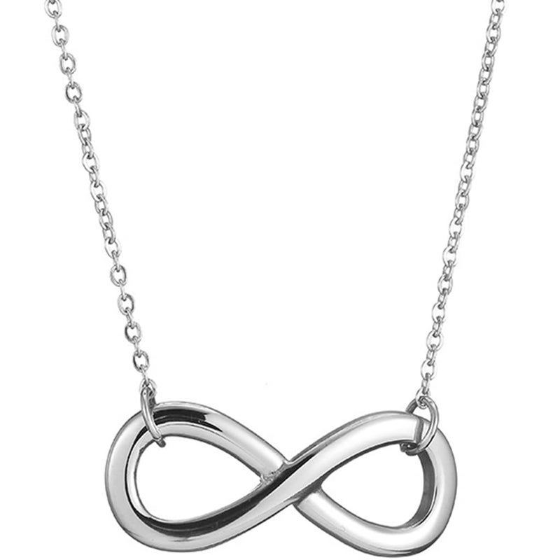Jude Jewelers Stainless Steel Infinity Style Charm Promise Statement Classic Plain Collar Necklace Silver - Image 2