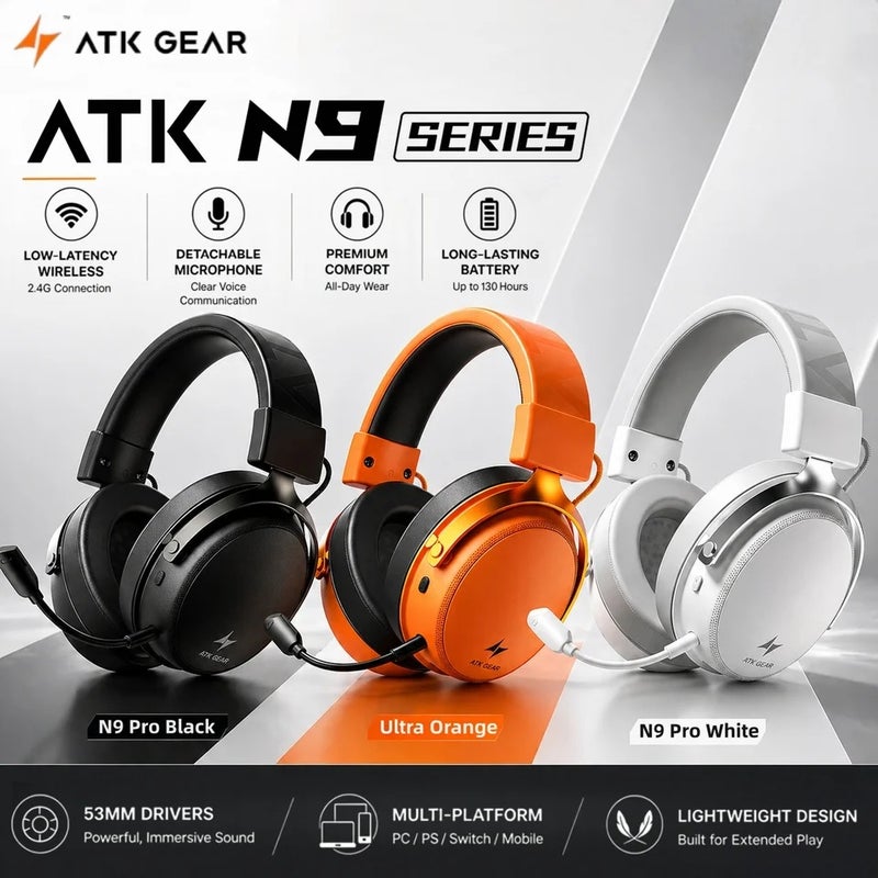 اي تي كي سماعة لاسلكية ATK N9 Series Wireless Gaming Headset, Microphone, Four Modes, Over-Ear Noise Reduction, Low Latency, Lightweight - Image 2