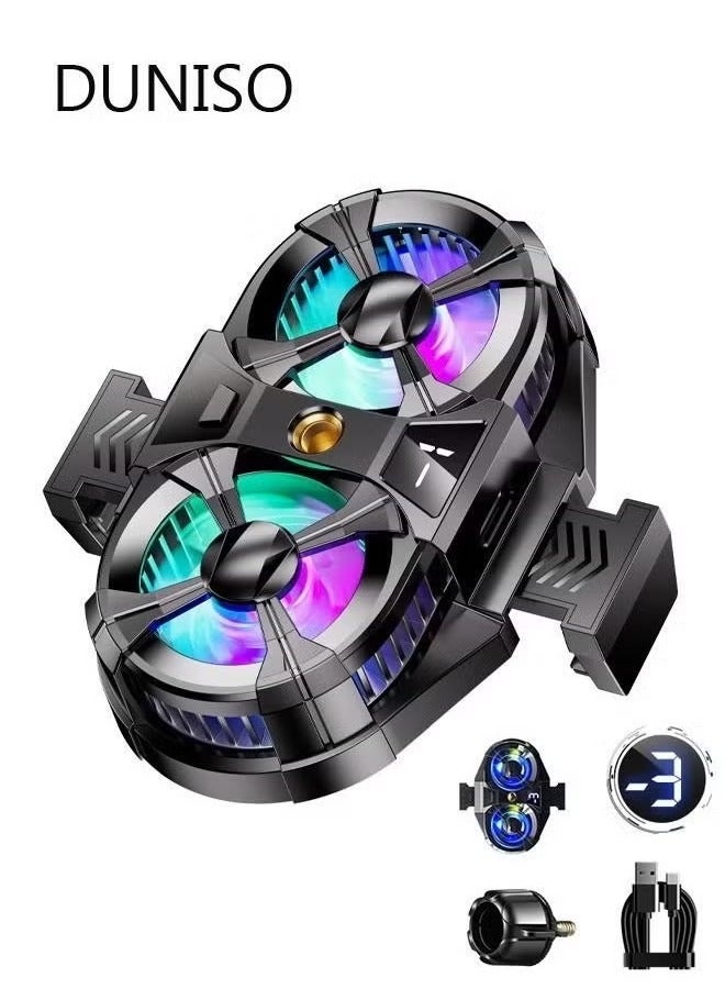 DUNISO Phone Cooler with Dual Semiconductor Cooling Chip -- Ultra-Fast Cooling Radiator with Digital Display – Mobile Cooling Fan for Gaming, Tiktok Live Streaming & Outdoor Vlogging – Silent & Portable  - Image 5