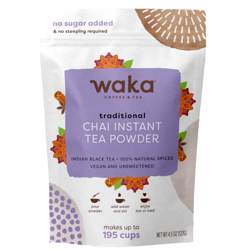 Waka Coffee Waka Traditional Masala Instant Chai Tea - 100% Tea Leaves from India, Natural Spices, Unsweetened Tea Powder - No Sugar, No Additives, Up to 195 Cups (4.5oz) - Image 1