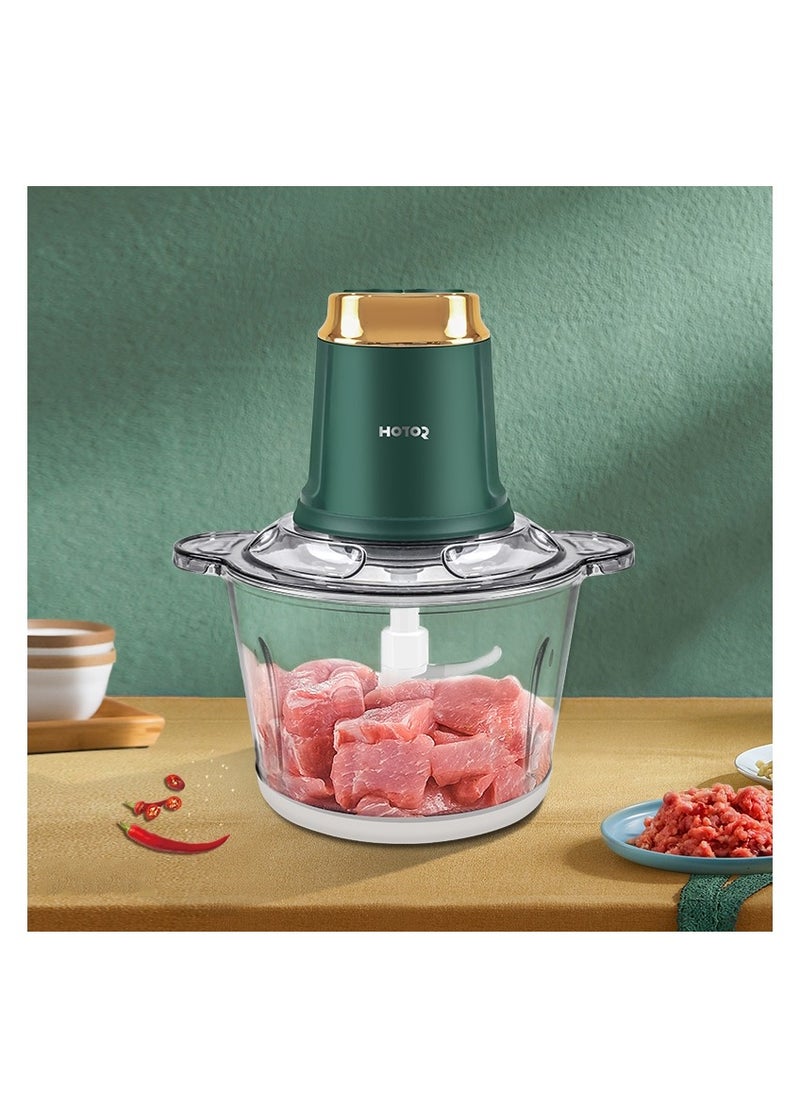 HOTOR - 3L Food Processor, 500W Electric Meat Grinder Food Chopper with 2 Bi-Level Blades,2 Speed Kitchen Cutter for Vegetable, Onion, Garlic, Meat, Nuts, and Baby Food, Black (Green 3L) - Image 1