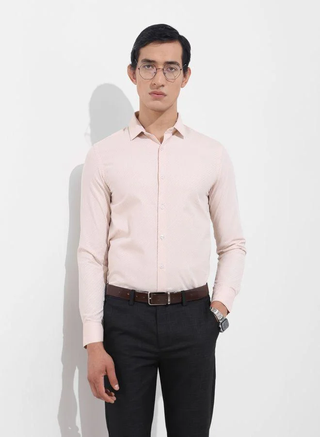 شركة المرآب الهندية Men Slim Fit Geometric Printed Small Collar Full Sleeves Shirt