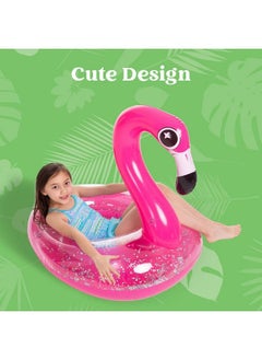 JOYIN Inflatable Flamingo Pool Float With Glitters Tubes For Floating Fun Beach Floaties Pool Toys Summer Party Decorations For Kids (37.5” X 32.25” X 37”)  - Image 5