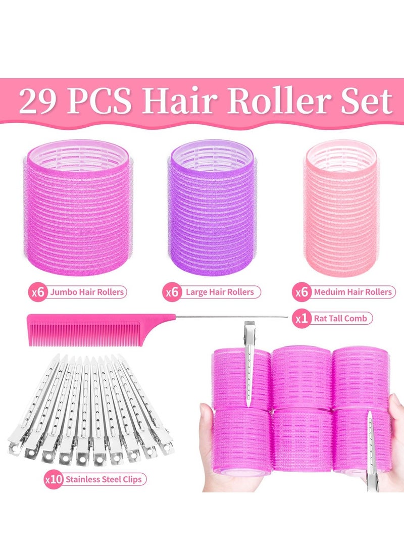 general 29 PCS Hair Roller Set Hair Curlers, Rollers for Hair Blowout Look with Stainless steel Clips Jumbo Large Medium Hair Curlers for Short Long Hair - Image 2