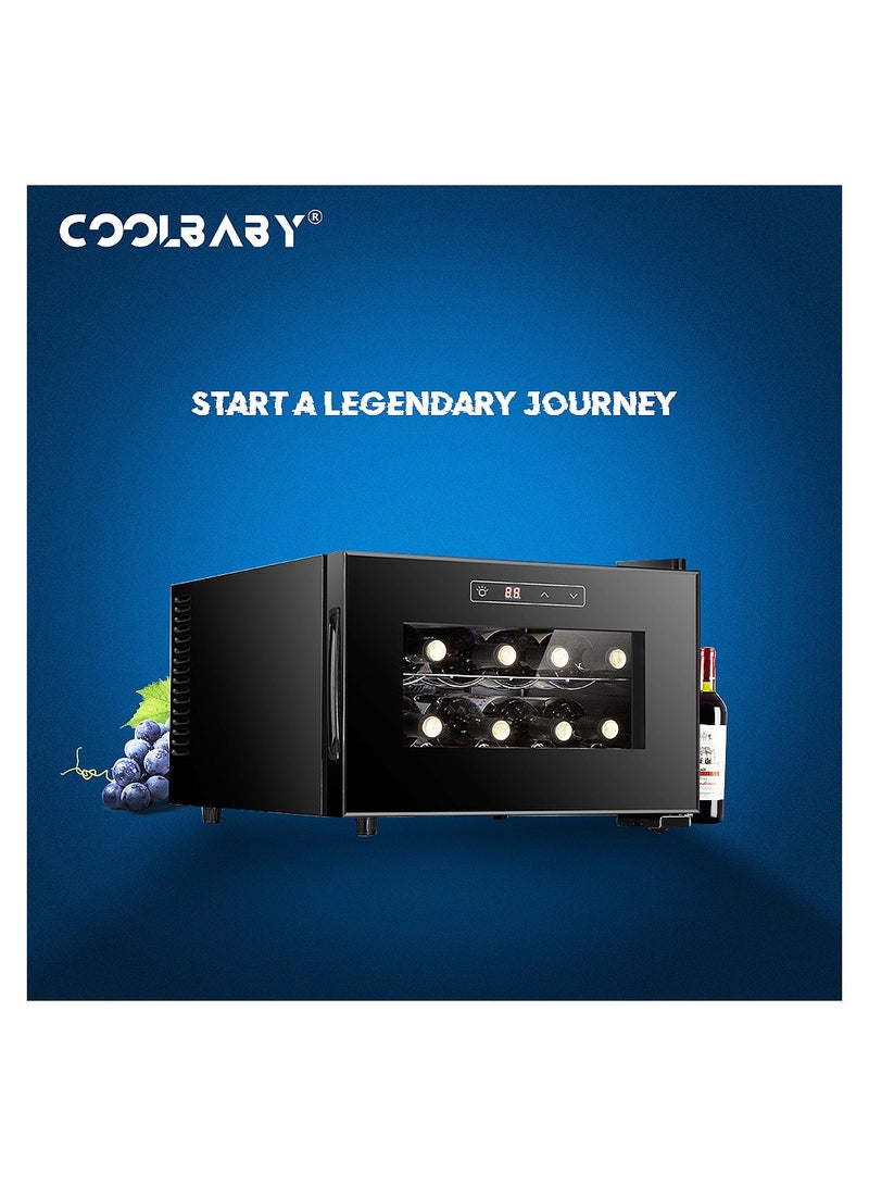 Cool Baby Small Wine cabinet  Freestanding Wine Cooler Mini Constant Temperature Wine Cabinet Tempered Glass Shielding UV Rays  8 Bottle Capacity  Digital Control  Black - Image 2