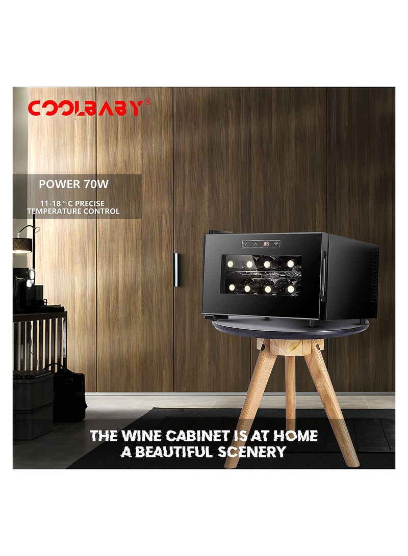 Cool Baby Small Wine cabinet  Freestanding Wine Cooler Mini Constant Temperature Wine Cabinet Tempered Glass Shielding UV Rays  8 Bottle Capacity  Digital Control  Black - Image 3