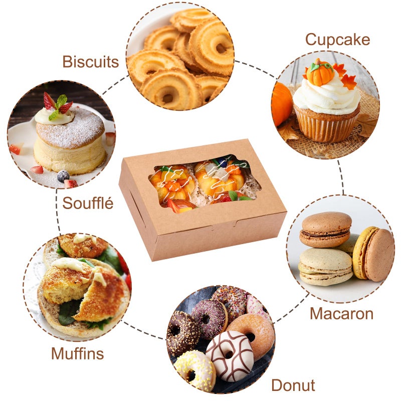 TOMNK 48pcs 8x6x2.5 Inches Cookie Boxes, Treat Boxes with 3 Style Window, for Chocolate Strawberries Muffins Donuts and Party Favor - Image 4