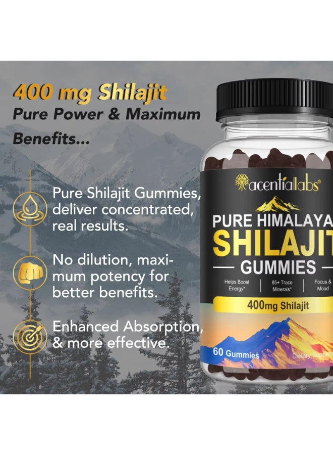 Acentiallabs 60Pcs Shilajit Gummies for Men & Women 400mg Pure Himalayan Shilajit Gold Gummies Rich in 85+ Minerals, Authentic Flavor, 100% Natural, 60 Gummies - Image 2