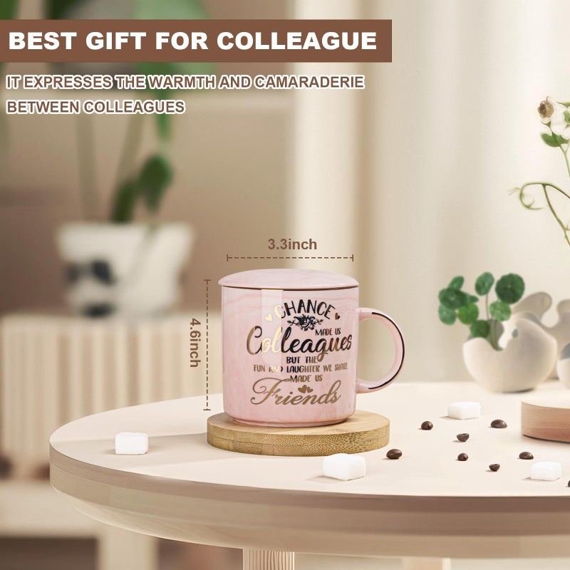 ALBISS Coworker Leaving Gifts for Women, Chance Made Us Colleagues Coffee Cup, Funny Going Away Farewell Gifts for Coworkers Female, Birthday Thank You Gift, 14oz Pink Marble Gold Print Mug, Nicely Boxed - Image 2