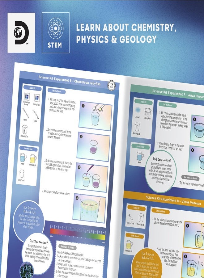 Discovery Kids Discovery™ Magic Science Lab - 72 STEM Experiments for Kids| Reactions, Illusions, Crystals, Slime & Light Tricks| DIY Chemistry Project Kit| Educational Learning Toy| Physics Activity Set Ages 8+ - Image 2