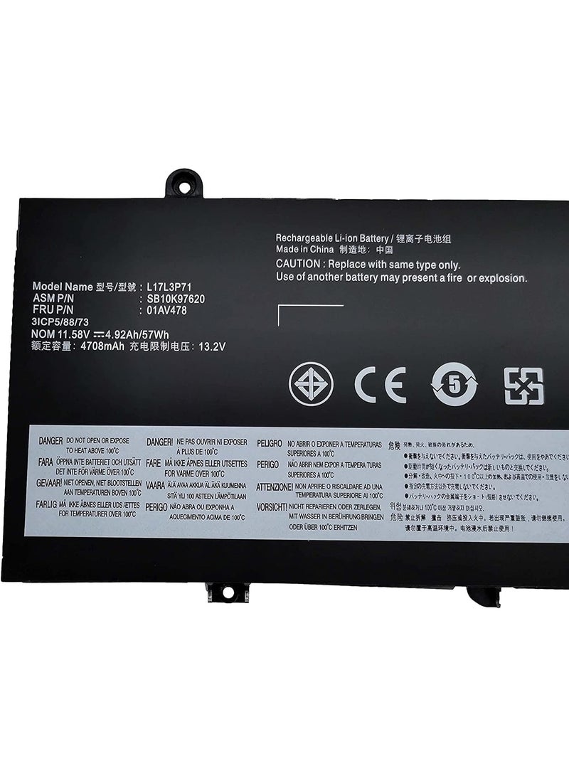 Terabyte بطارية لابتوب بديلة 11.58 فولت 57 واط ساعة/4920 مللي أمبير ساعة L17L3P71 SB10K97621 SB10K97622 متوافقة مع سلسلة Lenovo ThinkPad T480S 01AV478 SB10K97620 L17M3P71 - Image 2