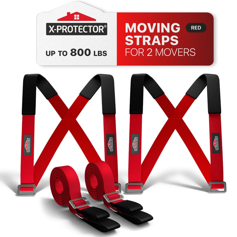 X-Protector Moving Straps - 2 Pairs - Lifting Straps for 2 Movers - Furniture Moving Straps to Move Furniture Easily and Safely - Perfect for Lifting and Moving Equipment, Appliances, Heavy Objects! - Image 1