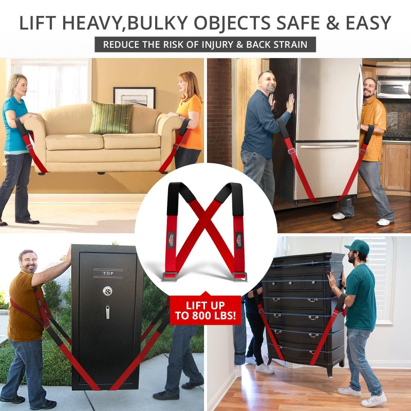 X-Protector Moving Straps - 2 Pairs - Lifting Straps for 2 Movers - Furniture Moving Straps to Move Furniture Easily and Safely - Perfect for Lifting and Moving Equipment, Appliances, Heavy Objects! - Image 4