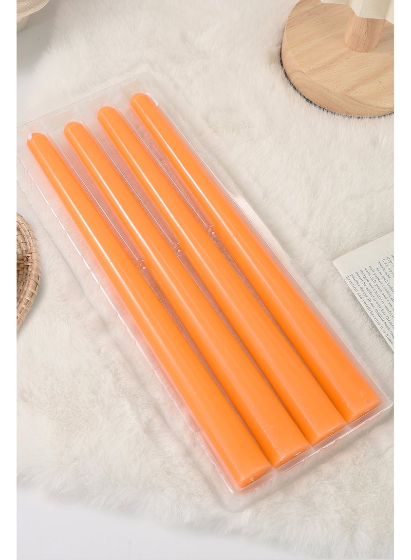 شموع مخروطية برتقالية صفراء مقاس 10 بوصات، 4 عبوات من شمعدانات غير معطرة للعشاء وحفلات الزفاف وعيد الحب وديكور المنزل، بدون تقطير أو دخان، تحترق لمدة 8-10 ساعات - Image 3
