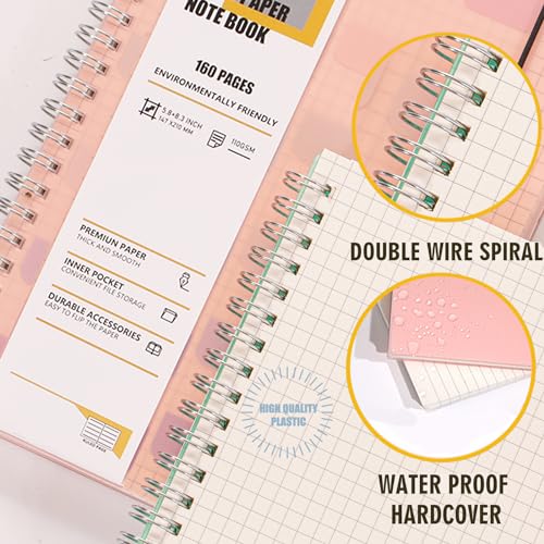 OWSC 4 Pack Graph Notebook, 5.9 x 8.3 Inches Spiral Notebooks for Work, School and Journal with 110 GSM Graph Paper, Small Notebook with 80 Sheets/160 Pages, Hardcover Grid Paper Notebook - Image 5