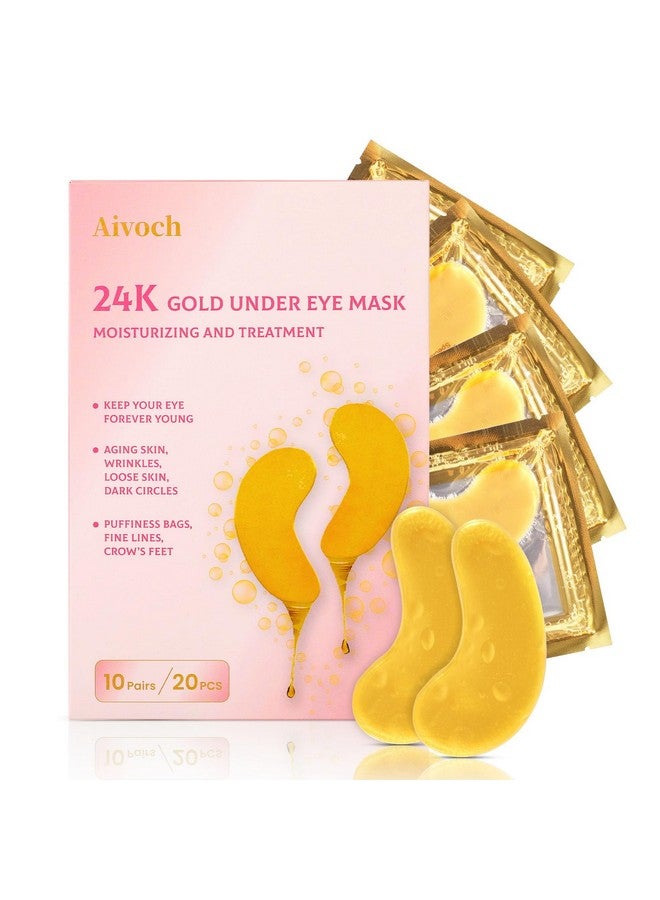 Aivoch 10Pairs 20Pcs 24K Gold Under Eye Patches, Collagen Eye Masks for Dark Circles and Puffiness, Reduce Wrinkles and Puffy Eyes, Refresh Your Skin, Women Skincare Eye Treatment Products - Image 1