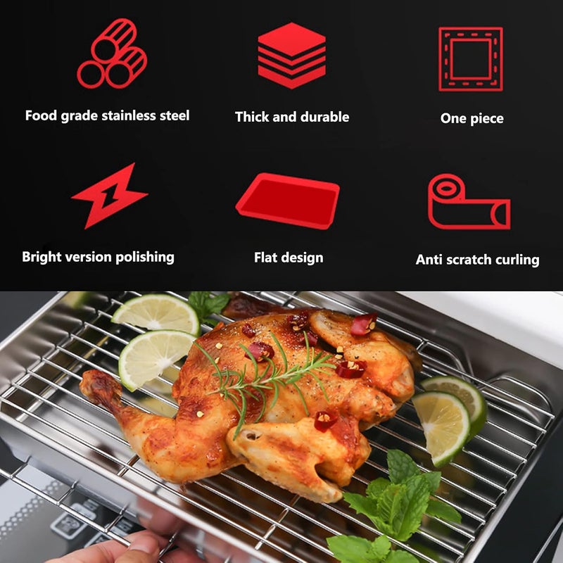 Stainless Steel Roasting Pan with Rack, Drains Water and Oil, Non Stick Surface, Healthy Material, 5cm Deep Edges, for Cooking and Baking (26.5 * 20.5 * 5CM) - Image 3