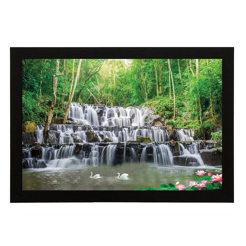 Masstone Waterfall Painting With Frame Vastu Natural Paintings for Living Room 20x14 Inch Wall Scenery for Office Home Living Room Waterfall Lake Painting