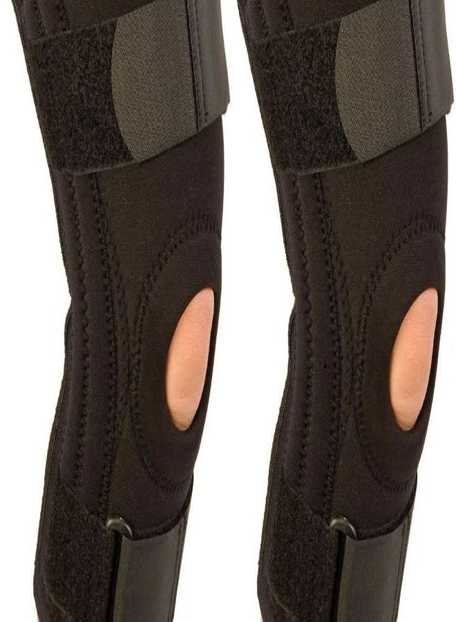 KUDIZE Open Patella Hinged Knee Brace for Knee Joint Pain Relief Functional Knee Support Cap Sleeve for Men & Women Ligament Tear Wraparound Stabilizer Black (1 Pair / 2 Pcs) (L) - Image 1