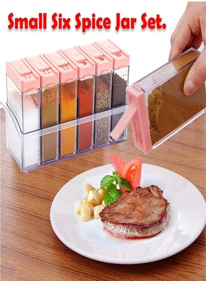 DealFry Plastic Transparent Seasoning Box Spices Case, Premium Multipurpose Plastic Spice Rack, 6 pcs Spice Jar (Green) - Image 3