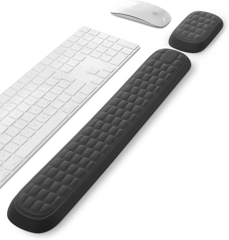 VAYDEER Wrist Rest Set Keyboard and Mouse Wrist Rest Ergonomic Gel Pad for Desk Memory Foam Support for Office Gaming Computer Laptop Mac  Black - Image 1