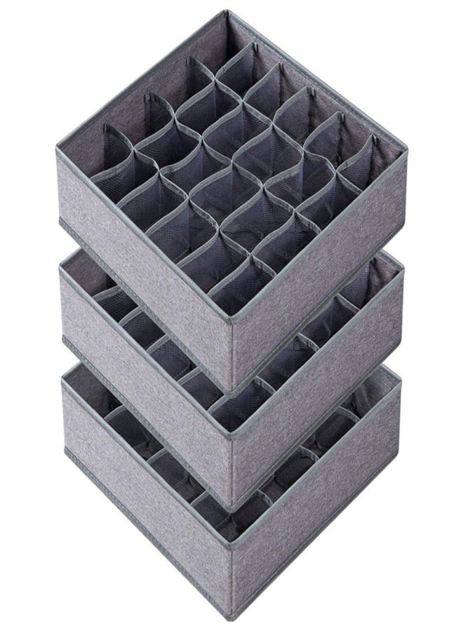 Foldable drawer - type fabric storage box for grid - style socks and underwear storage, a home - used partitioned organizing storage box - Image 4