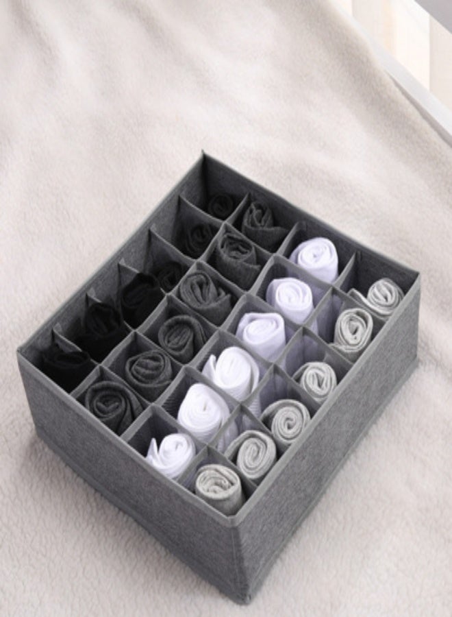 Foldable drawer - type fabric storage box for grid - style socks and underwear storage, a home - used partitioned organizing storage box - Image 1