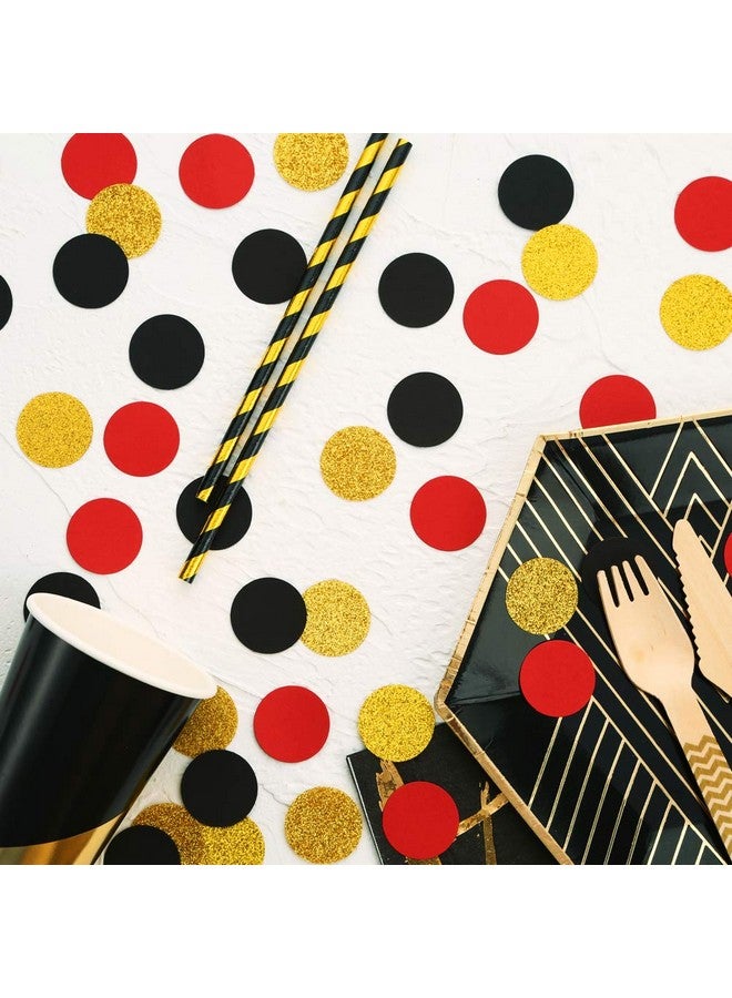 MOWO Glitter Confetti Circles Table Decoration And Wedding Party Decoration 1.2’’ In Diameter (Gold Glitter Black Red 300Pc) - Image 3