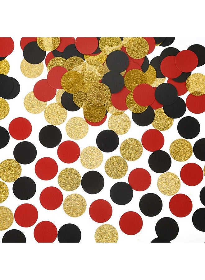 MOWO Glitter Confetti Circles Table Decoration And Wedding Party Decoration 1.2’’ In Diameter (Gold Glitter Black Red 300Pc) - Image 2