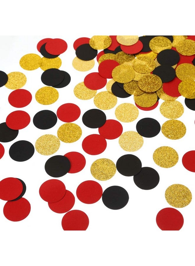 MOWO Glitter Confetti Circles Table Decoration And Wedding Party Decoration 1.2’’ In Diameter (Gold Glitter Black Red 300Pc) - Image 1