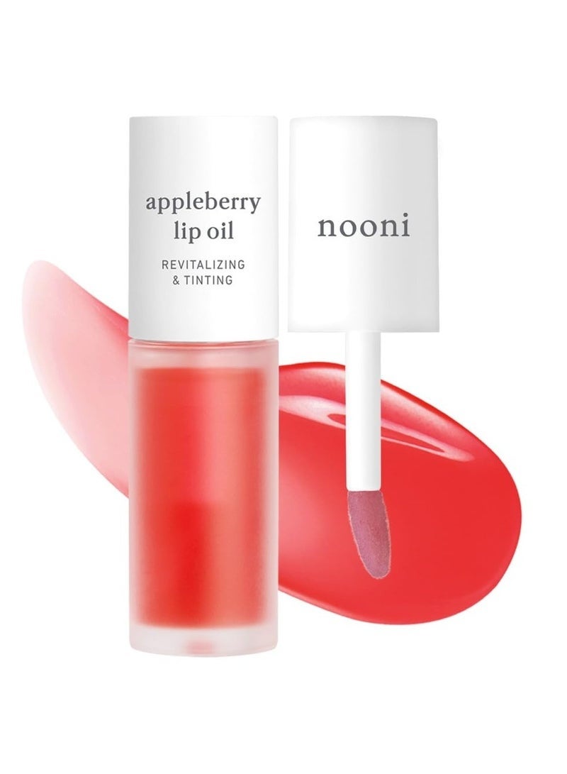 نوني زيت الشفاه الكوري - Appleberry طويل الأمد ، مرطب ، سحب ، تنشيط الشفاه الجافة ، مقاوم للماء ، لا تقشير ، ترطيب ، تغذية كريستال واضحة ، 0.12 فلور أوز - Image 1