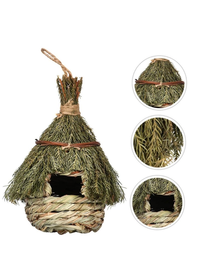 SYOSI - Bird Nest Straw Rope Woven Bird Nest Bird House for outside Woven Nest Birds Warm Bird House Aquatic Rope Natural Pine Needles Bird House Gardening Decor Outside Bird House - Image 1