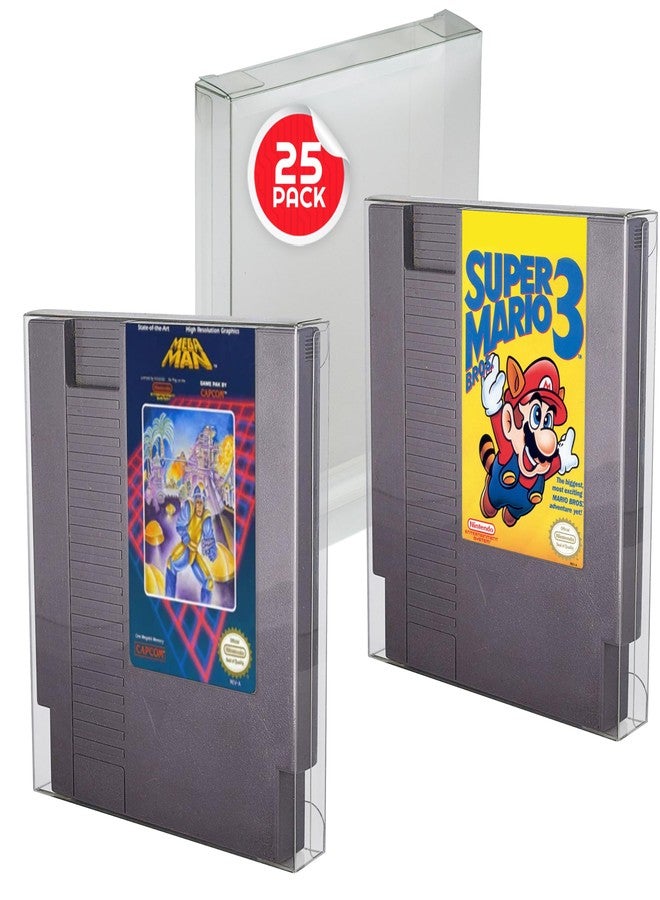 ايفورترو واقي خرطوشة ألعاب الفيديو الكلاسيكية NES متوافق مع خرطوشة ألعاب نينتندو NES - واقي ألعاب فيديو PET بسماكة 0.40 مم متوافق مع ألعاب Duck Hunt و Adventure Island و Mega Man و Punch Out (عبوة من 25 قطعة) - Image 1
