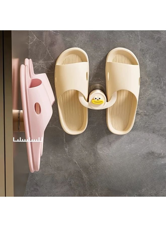 No Drill Wall Mounted Shoe Rack Hook Space Saving Bathroom Organizer Cute Cartoon Pattern - Image 5