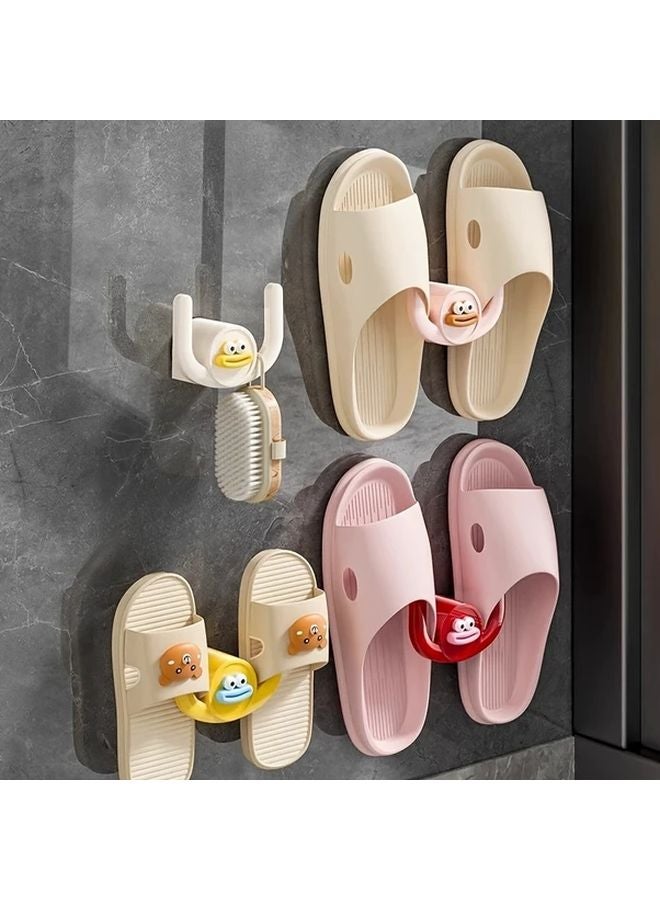 No Drill Wall Mounted Shoe Rack Hook Space Saving Bathroom Organizer Cute Cartoon Pattern - Image 2